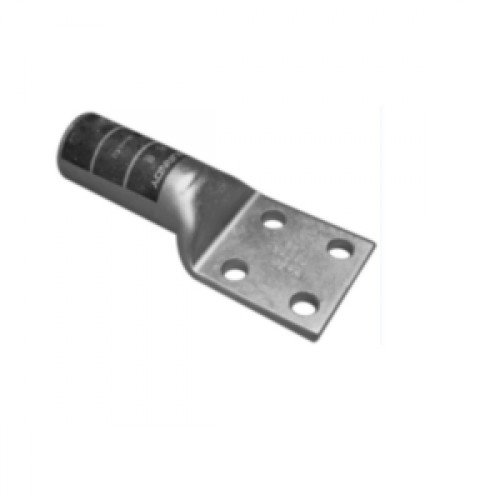 Burndy  YA454N  Copper Compression Lug, 4 Hole w/o Inspection Window, 1250 kcmil, 1/2" Stud, 1-3/4" Stud Hole Spacing, Long Barrel, Tin Plated.